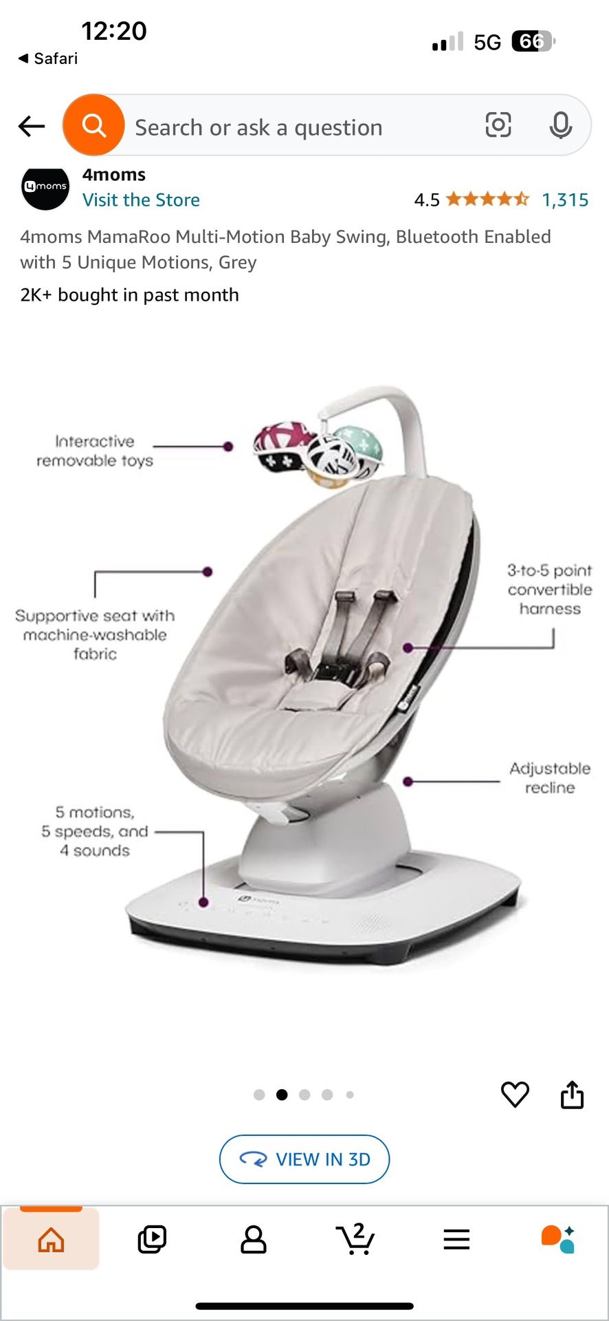 4moms Mamaroo Multi Motion Baby Swing