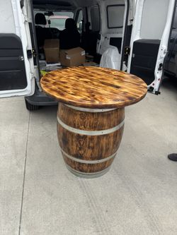 Barrel Table Available For Sale... 36 Inches Wide Top. $150