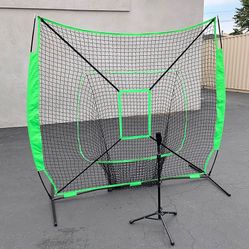 (New in box) $75 Baseball Softball (7x7’ Net & Ball Tee Set) Practice Hitting & Pitching Net w/ Carry Bag
