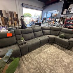 6-piece Fabric Power Reclining Sectional with Power Headrests