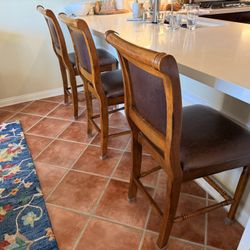 Counter Height Stool Faux Leather Wood