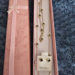 Mini Clover Set 10k Real Gold 