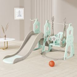 4-in-1 Kids Slide and Swing Set