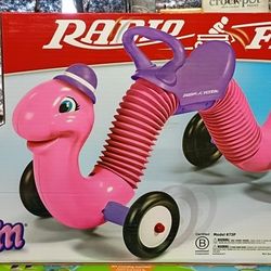 Radio Flyer Inchworm - Classic Bounce and Go Toddler Ride-On Toy, Pink Inchworm Character