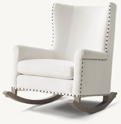 Restoration Hardware Wingback Nailhead Rocker – Pristine Condition