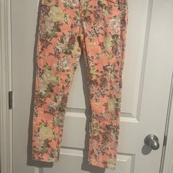 Vanilla Star Size 5 Peach Floral Skinny Jeans