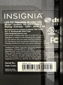 Insignia 50” tv