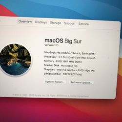 MacBook Pro 13”Retina Display Early 2015