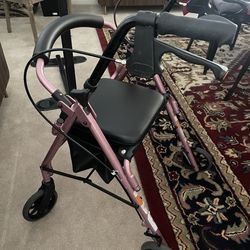 Pink Petite Walker with Seat - Lightweight