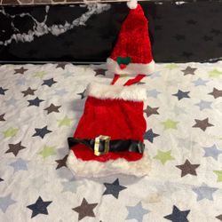Christmas Outfit Small Dog Or  Small  Cat  with. Santa Outfit With Hat