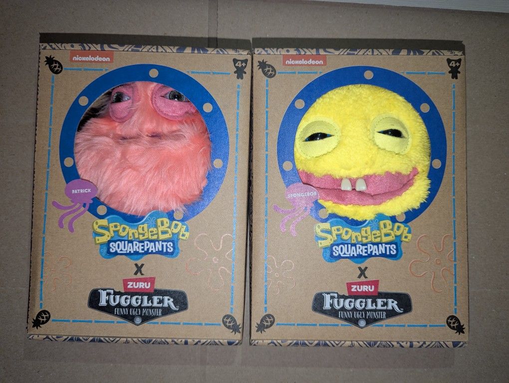 Fuggler SpongeBob SquarePants & Patrick 2 Box Set Collector Plush Doll New Combo