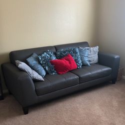 Gray Leather Sofa 