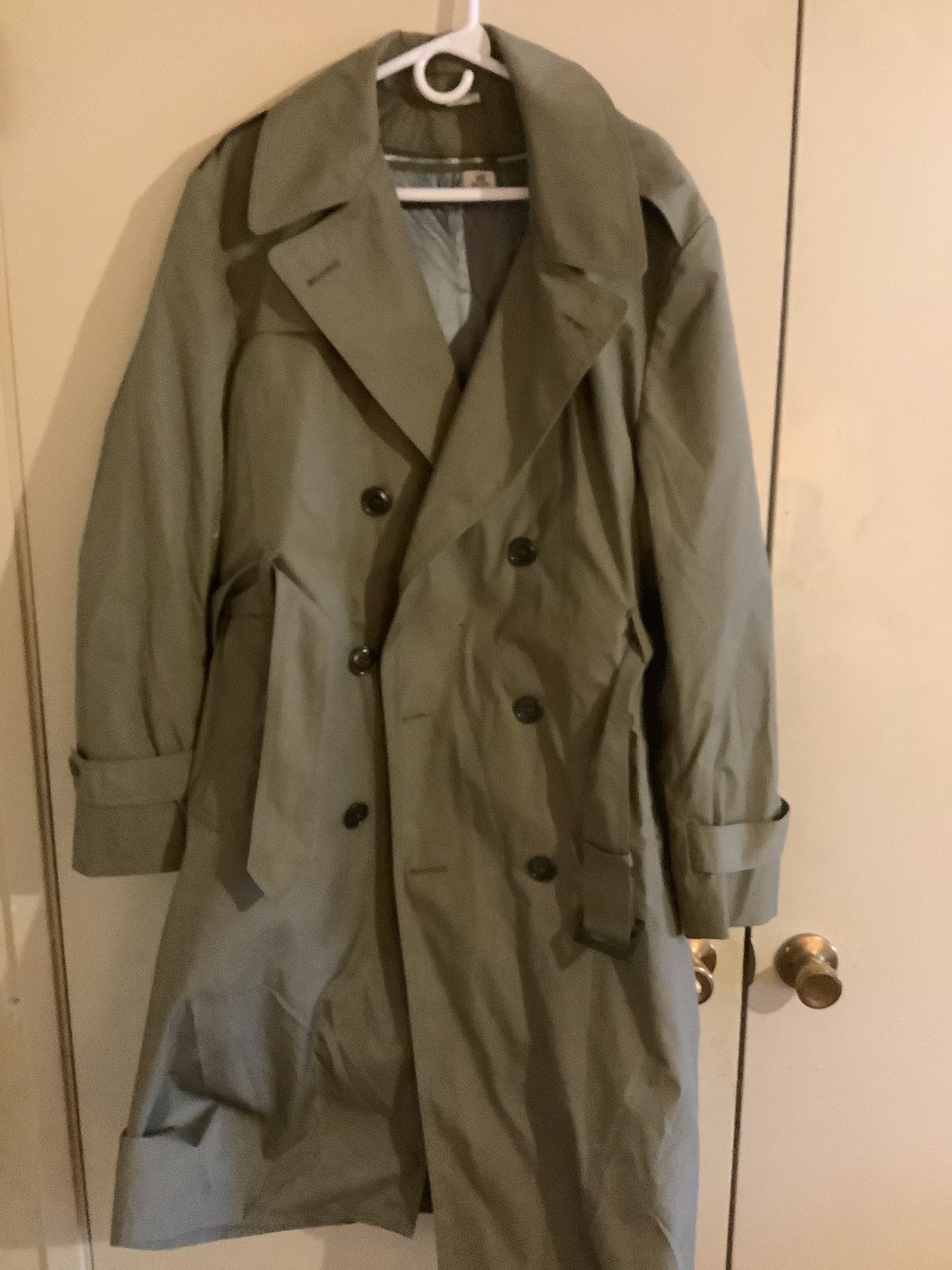 Vintage United States Unbranded Army Military Waterproof Winter Lined Men's Long Trench Coat