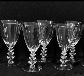 Vintage Duncan & Miller Gathay Clear Water Wine Goblets Set of 5