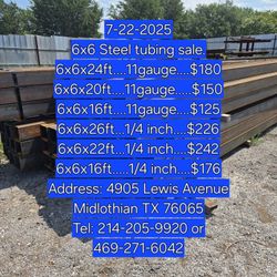 New 6x2x24ft  Tubing   11g  