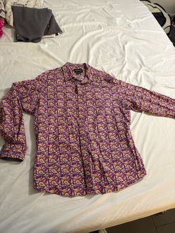 Cremieux Men’s extra large  Purple Paisley Button-Up Dress Shirt $10