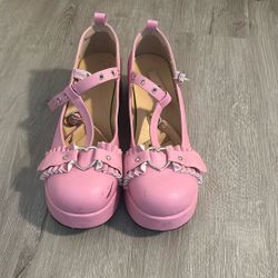 Pink Platform Pumps
