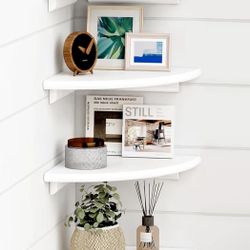 White Corner Floating Shelves for Wall Set of 4