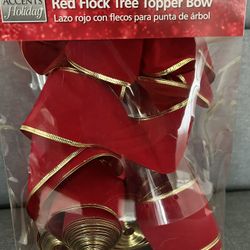 Red Flock Tree Topper Bow