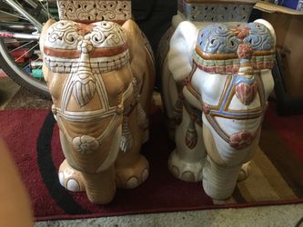 Ceramic Elephant Stand Garden 17 Inch Tall