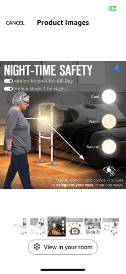 Brand New! Agrish Bed Rails for Elderly Adults Safety - with Motion Light & Storage Pouch, Bedside Assist Bar with Support Legs for Seniors & Surgery