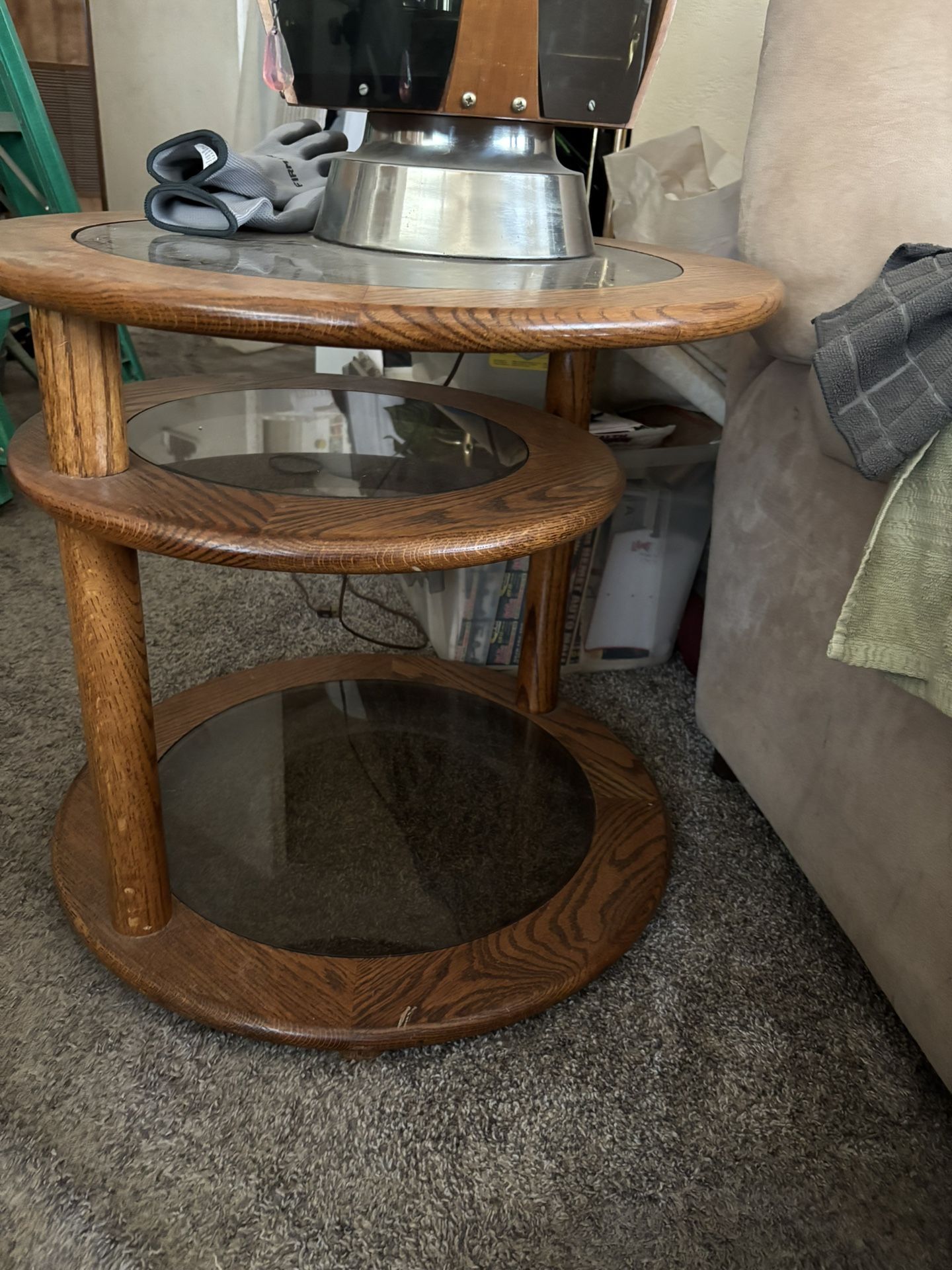 Glass/wood End Table