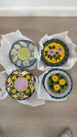 (4) Hand Painted Dinner Plates Milson & Louis