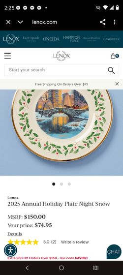 24 Kt Lenox Holiday Collectors Plate