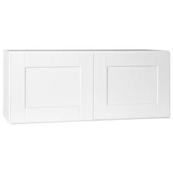 Hampton Bay Shaker 36 in. W x 24 in. D x 18 in. H Assembled Deep Wall Bridge Kitchen Cabinet in Satin White without Shelf