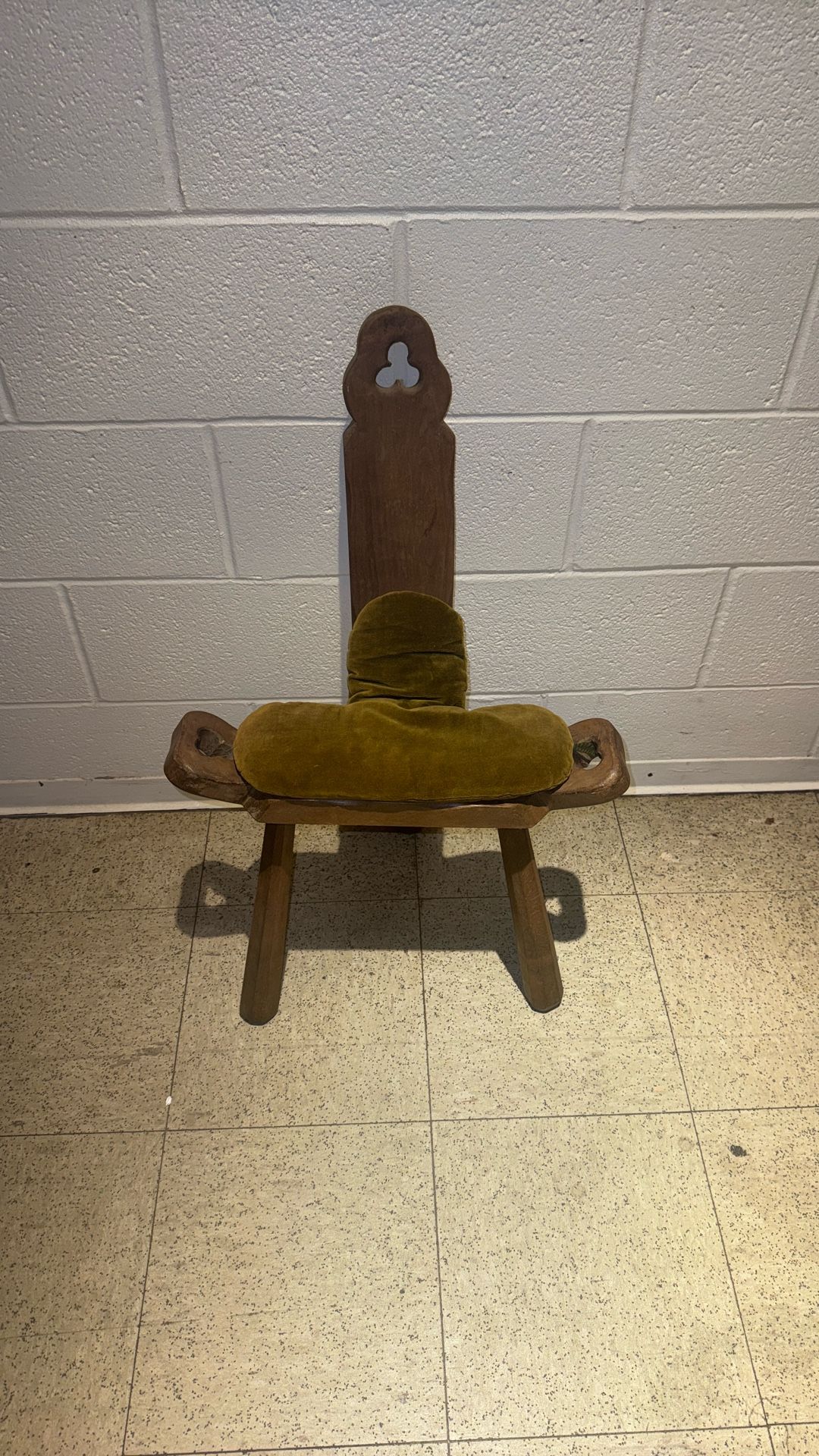 Antique European Wood Carved Birthing Chair