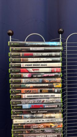 Xbox original, 2 controllers, and 35 games.