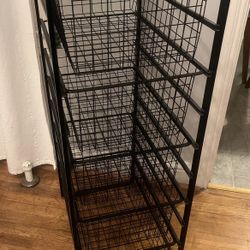 Black Wire Rack - 5 Baskets - 41" h x 14" w x 21" d Each basket is 13" w x 20.5" d x 7.25" high Use with the frame or use the baskets 