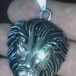 EdForce Stainless Steel Silver-Toned Lion Pendant