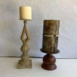 Decorative Candle Holders with Candles - Set of 2