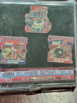 Super Bowl XLII Commemorative Pin Set In Sealed Case