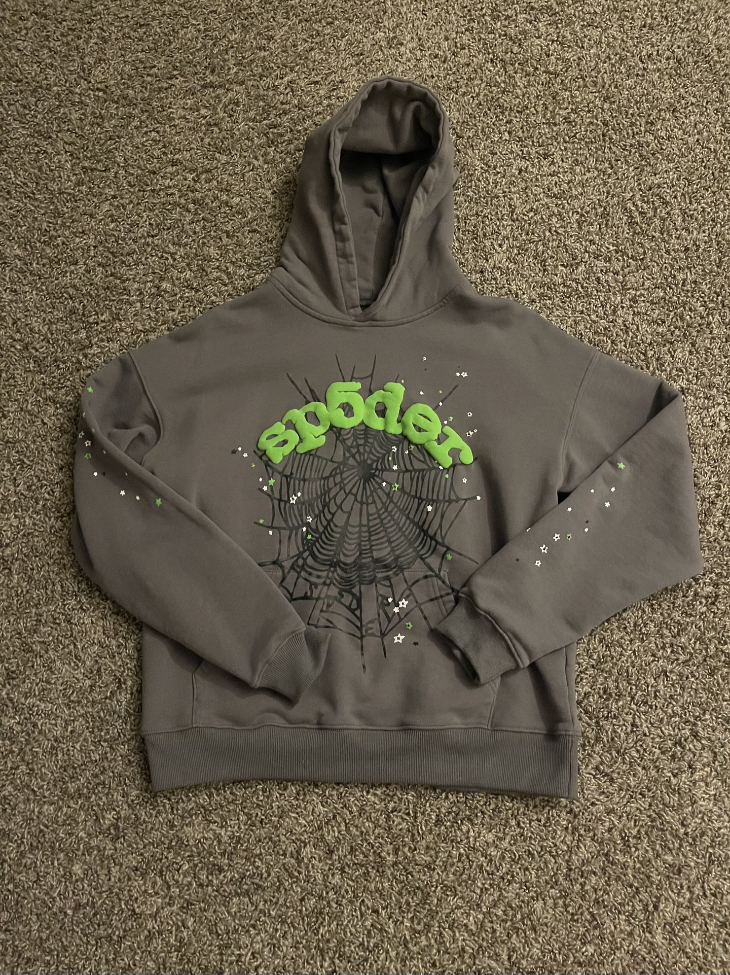 Grey/green Sp5der Hoodie