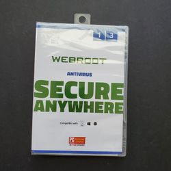 Webroot Antivirus Secure Anywhere
* 3 computers
* 1 year
* new never used or opened