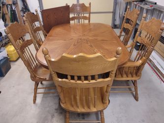 Solid Oak Dining Table And 6 Chairs .OBO