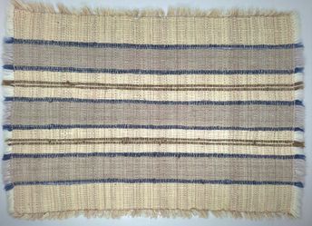 Handwoven Rectangular Placemats with Indigo Ticking, Set of Four (4) 1980s