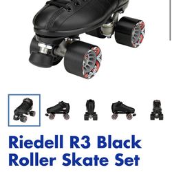 Riedell R3 Black Roller Skate 