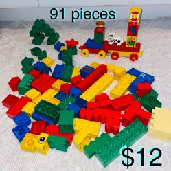 $12 Buildings Blocks Duplo 91 pieces cars,dog characters included