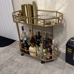 Gold Mirrored bar cart 