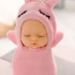 SMALL PINK FLORAL BUNNY  RABBIT BABY DOLL  FLORAL 