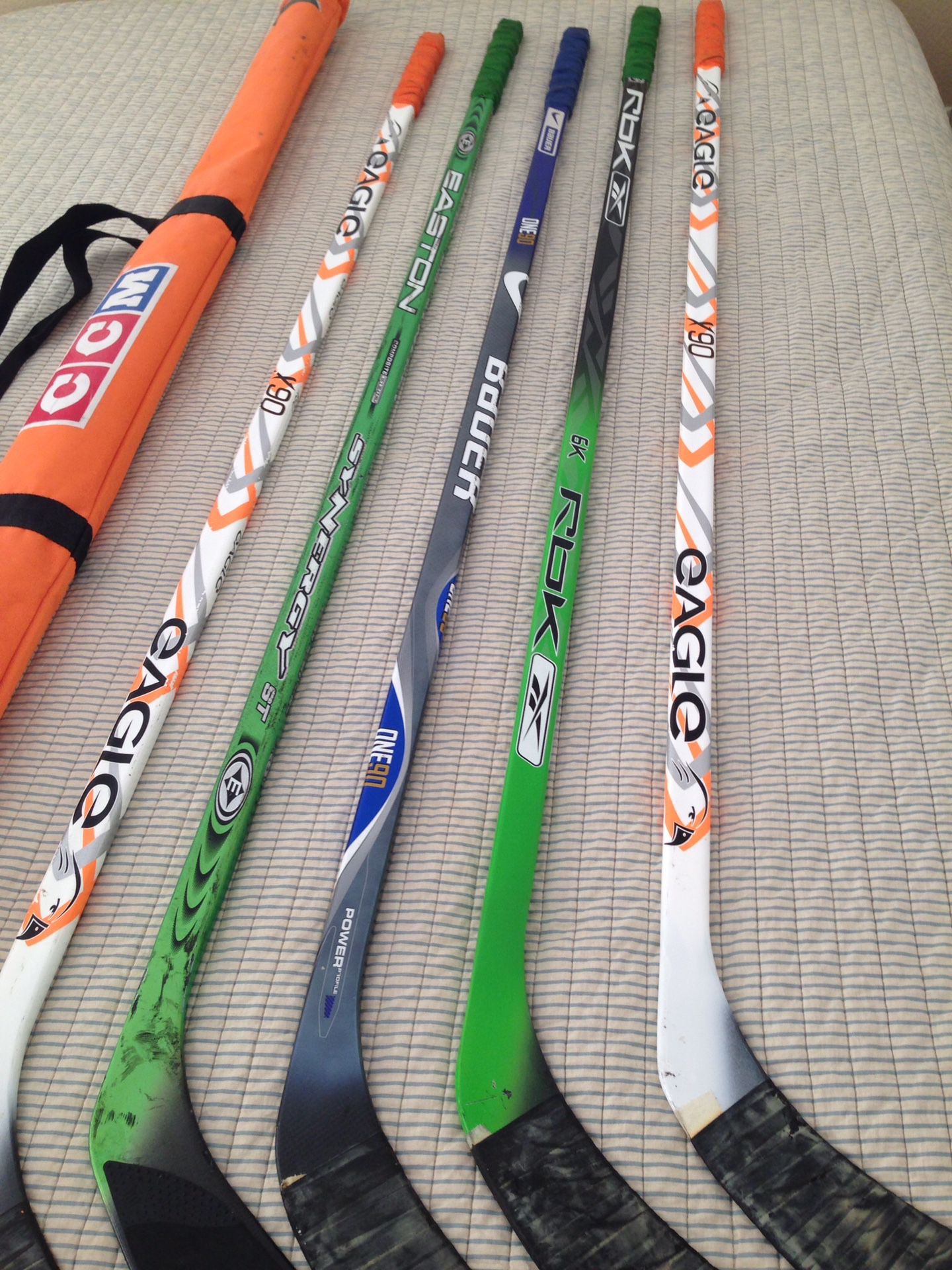 Hockey sticks new and used. Left handed. Reebok, Easton, other