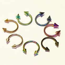 Spiked Horseshoe Ring Hoop 16g 11mm 7/16" Lip Ear Nose