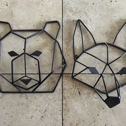 Fox & Bear Metal Wall Art Decor