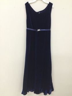 Sz 14 long blue velvet holiday dress