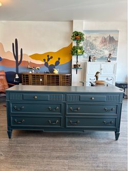 Grey Green Dresser / Provincial 9 Drawers
