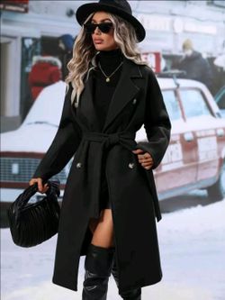 Shein black trench coat