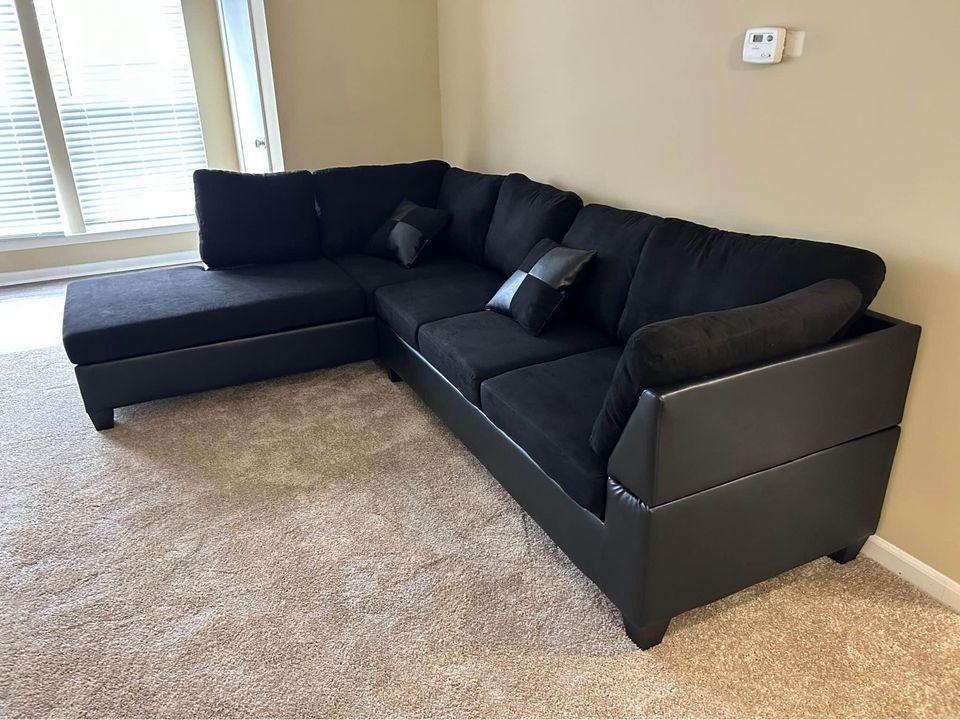 Brand New Black, Grey, Beige L Shape Fabric Sectional Sofa